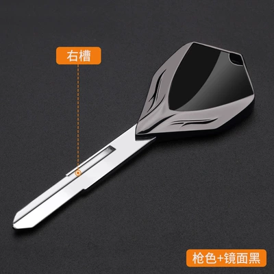 Motorcycle Key, key blank suitable - gunmetal-color-mirror-black-ymh-059