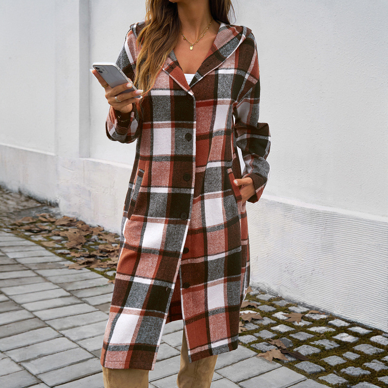 Casual, Loose, Color-Blocking Button-Down Hooded Jackets For Women's Wear In Autumn And Winter_ecoleips.com