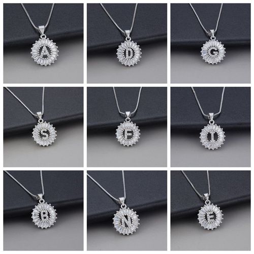 SYN | Cross-border Silver Small 26 English Letter Necklace from Shein Europe & America | Direct Supply of Zircon-Inlaid Copper Letter Pendants