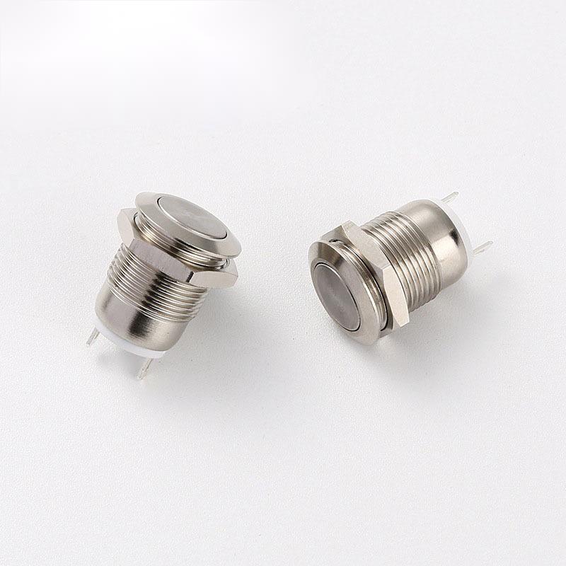 供应销售金属按钮开关开孔12mm平头无灯复位 无锁金属按钮开关