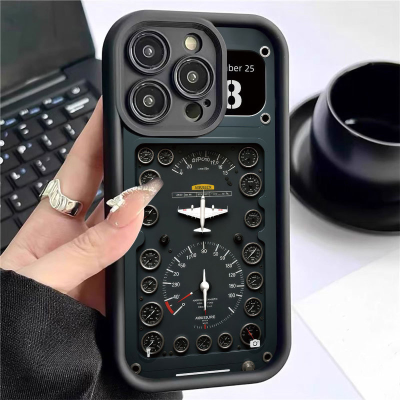 Aircraft Display Board Ladder Black New Groove Suitable for Iphone14/15/16/17Promax Mobile Phone Case