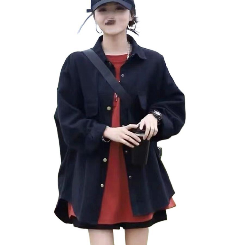 欧货韩版衬衫女中长款外套2025秋季复古港风宽松休闲小个子上衣|undefined