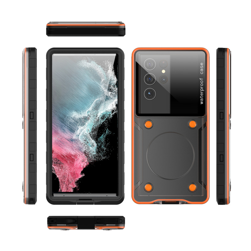 赤唐辛子6.9インチ携帯電話汎用防水潜水携帯電話ケース屋外運動簡易転倒防止透明保護カバー|undefined