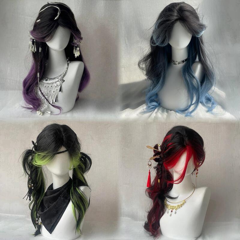 Cross-Border Wig for Women with Long Hair, Eight-Character Bangs, Highlighted Hair, Internet Celebrity Long Curly Hair, Daily Personalized Full Headgear Manufacturer Wholesale