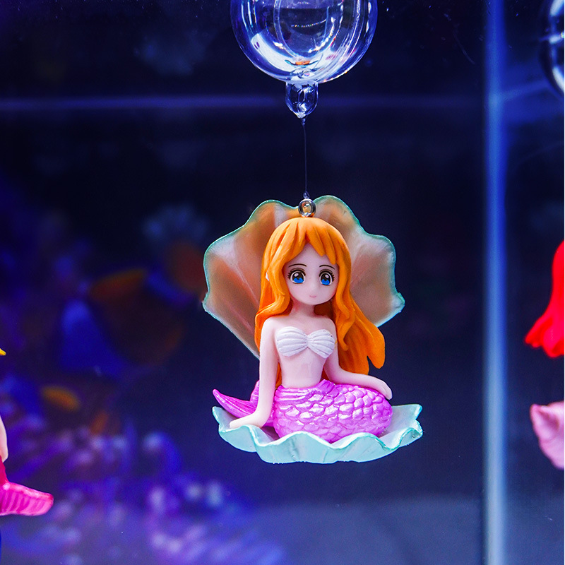 Micro paisaje decoración de dibujos animados sirena pecera paisaje colgante marino Shell princesa flotante bola decoración del acuario