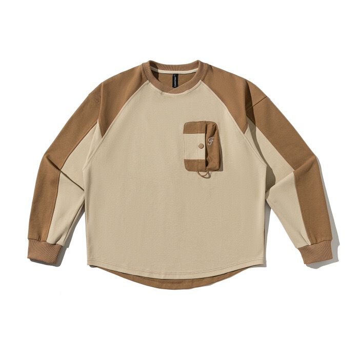 Amen's Japanese-style retro color-blocked round-neck top, campus fashion brand student pullover sweatshirt, unisex jacket