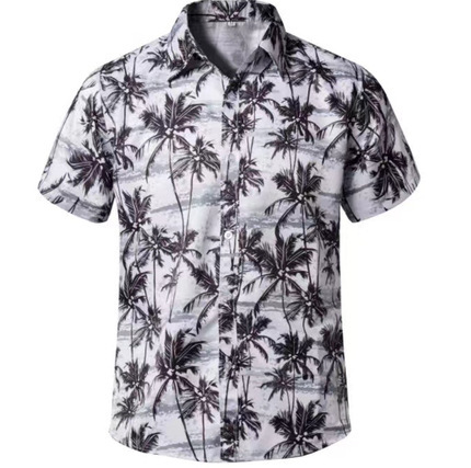 Comercio exterior transfronterizo de los hombres primavera europea y americana nueva solapa impresa en 3D manga corta a rayas retro camisa casual hombres al por mayor