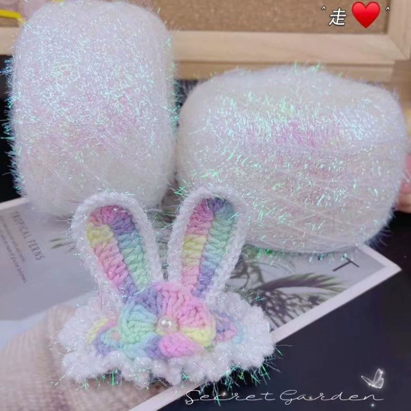 Белая фантомная стеклянная пряжа, красочная безворсовая яркая шелковая нить, ручная работа, кукла, заколка для волос, аксессуары для волос, проводка Jiahuan