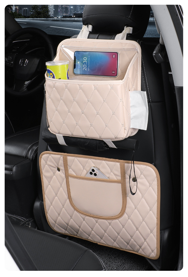 Car seat back storage bag cute cartoon car hanging trash can creative multifunctional anti-dirty anti-kick pad