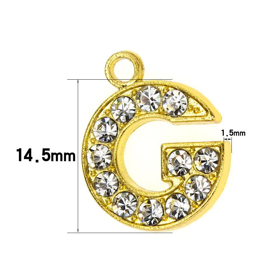 1 Piece 10*14.3mm Hole 2~2.9mm Alloy Rhinestones Letter Polished Pendant display picture 1