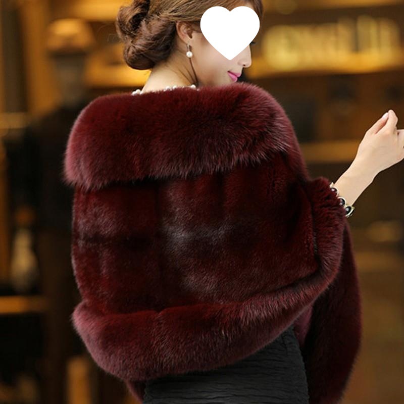 Autumn and Winter 2020 New Imitation Mink Fur Shawl Women's Fox Fur Collar Bridal Wedding Dress Short Cape Jacket