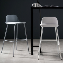 吧台椅现代简约网红白色奶茶店铁艺吧椅北欧创意咖啡厅彩色高脚凳
