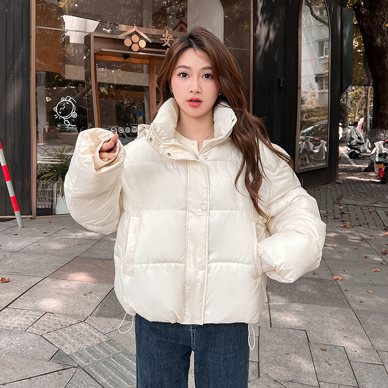 2024 nuevo abrigo de algodón de pluma, ropa de moda de mujer con capuz, abrigo de algodón corto suelto, chaqueta de algodón coreana de invierno, ropa de pan gruesa