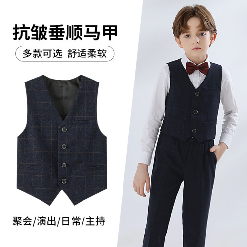 Boy's dress vest suit flower boy boy host children's vest suit performance big boy college performance costume
