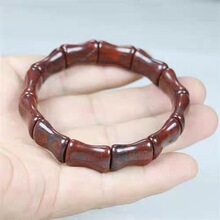 天然红伊丁竹节手串陨石手排鸡血石手链玉石玉器方牌手串饰品批发