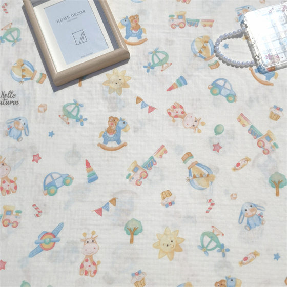2.5 Door-width Double-layer Gauze Cute Cartoon Baby Cloth Pure Cotton Fabric Bedding Home Clothes Fabric Non-fluorescent