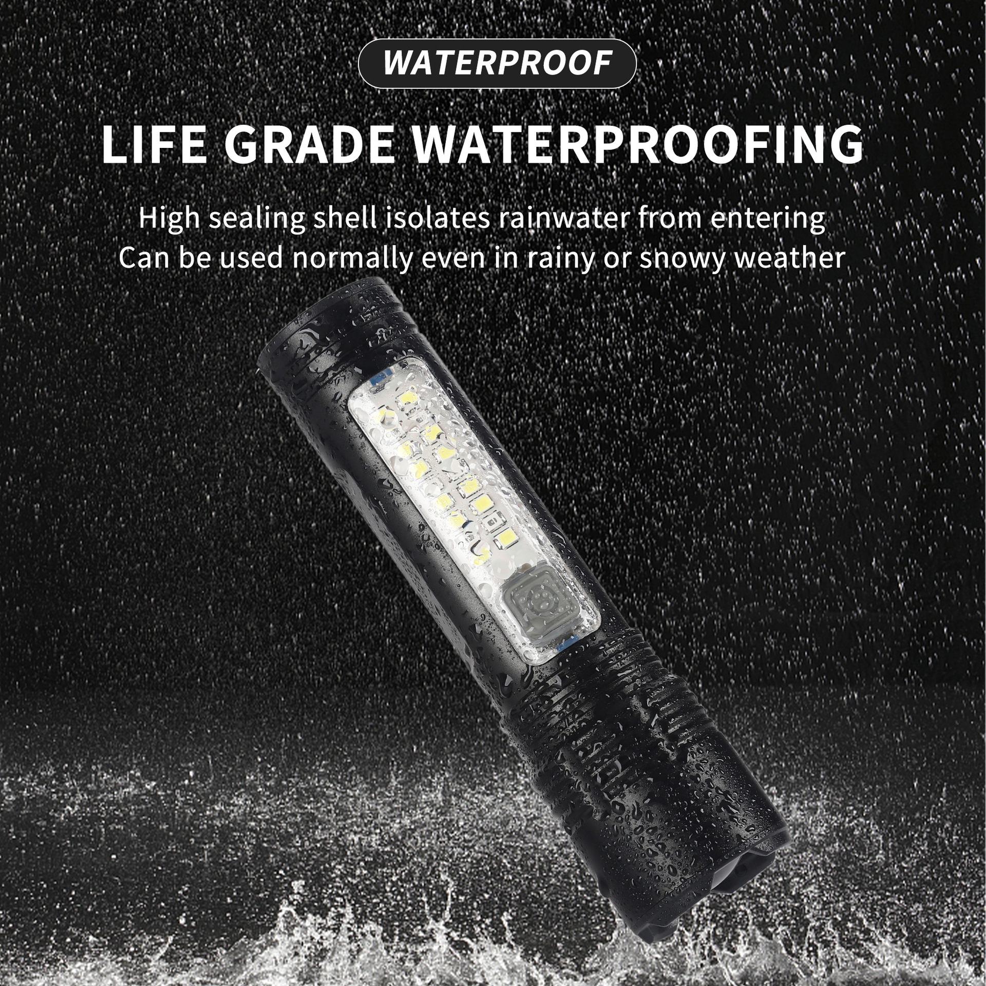 Transfronterizo nueva linterna de luz intensa láser blanco linterna multifuncional al aire libre Tpye-C recargable COB luz lateral zoom