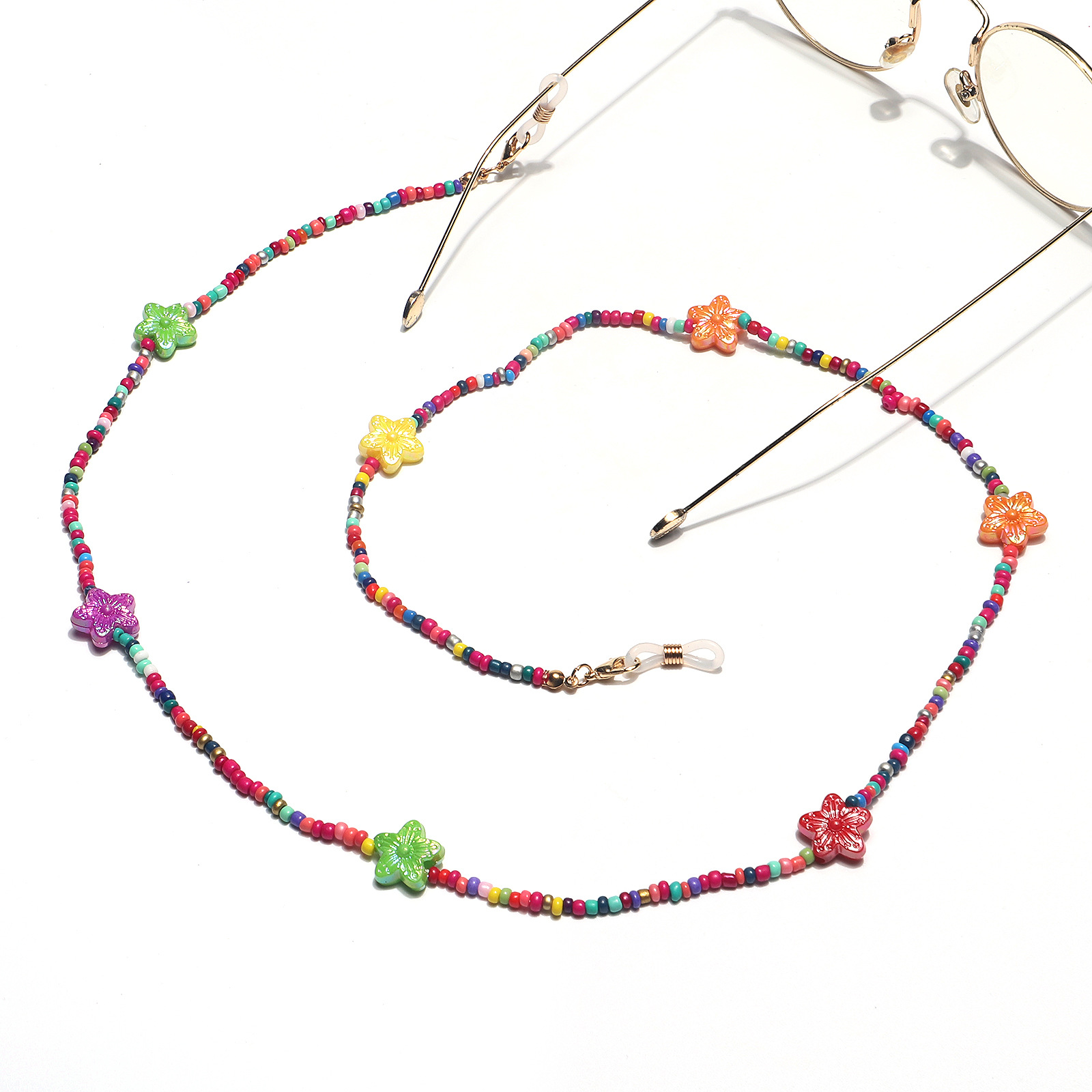 15g Weight Metal Material Fashion Contrast Color Miyuki Beads Butterfly Heart Star Glasses Mask Chain Wholesale Nihaojewelry 2