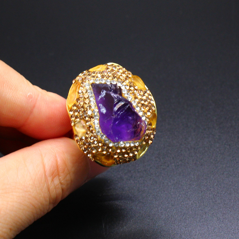 25g Weight Open Rings Classification Adjustable Ring Size 1 Piece Quantity Holiday, Daily Occasion natural stone Material Geometric Pattern Unisex Gender Plating, Healing Design Vintage Style, Classic Style Style Unisex Natural Stone Plating Healing Geometric Open Rings Healing Crystals Jewelry 3