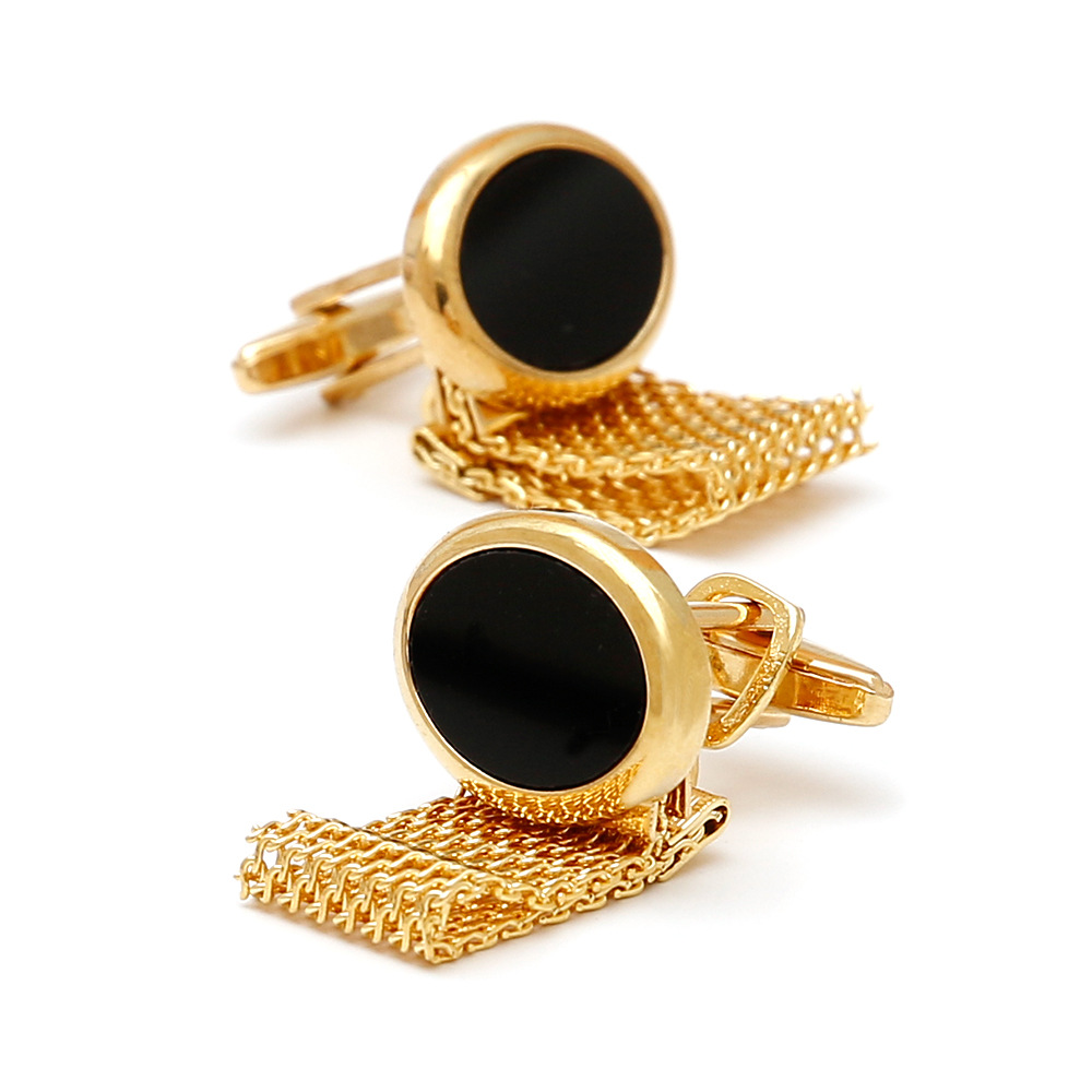 Chain Jewelry Ready Stock Accessible Luxury Cross-Border Fashion Oval Chain Men's Shirt Cufflinks 1 Pair Wholesale