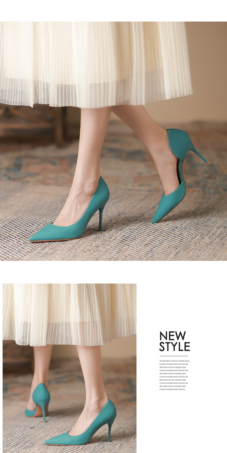 Giày cao gót nữ mũi nhọn, gót 9 cm, hở hai bên, đế mềm — 9CM-đen chi tiết 3