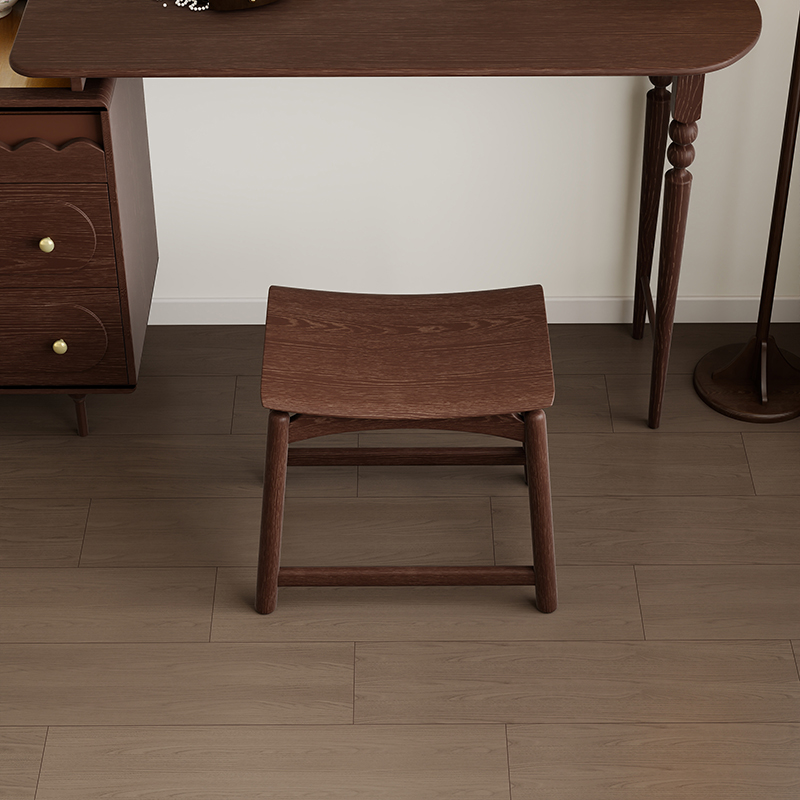 Solid wood makeup stool, Song-style aesthetic dressing stool, bedroom stool, simple saddle-shaped stool, new Chinese-style tea stool, low stool