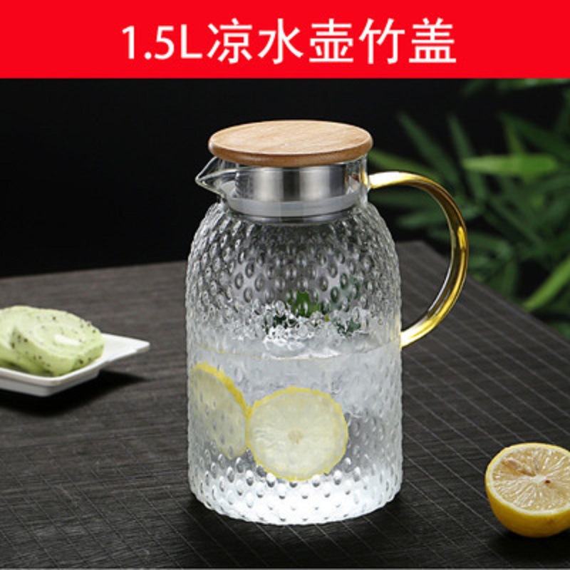 Estilo japonés martillado fría caldera vidrio gran capacidad martillado frío hervidor traje de agua tetera taza de arroz grano con tapa