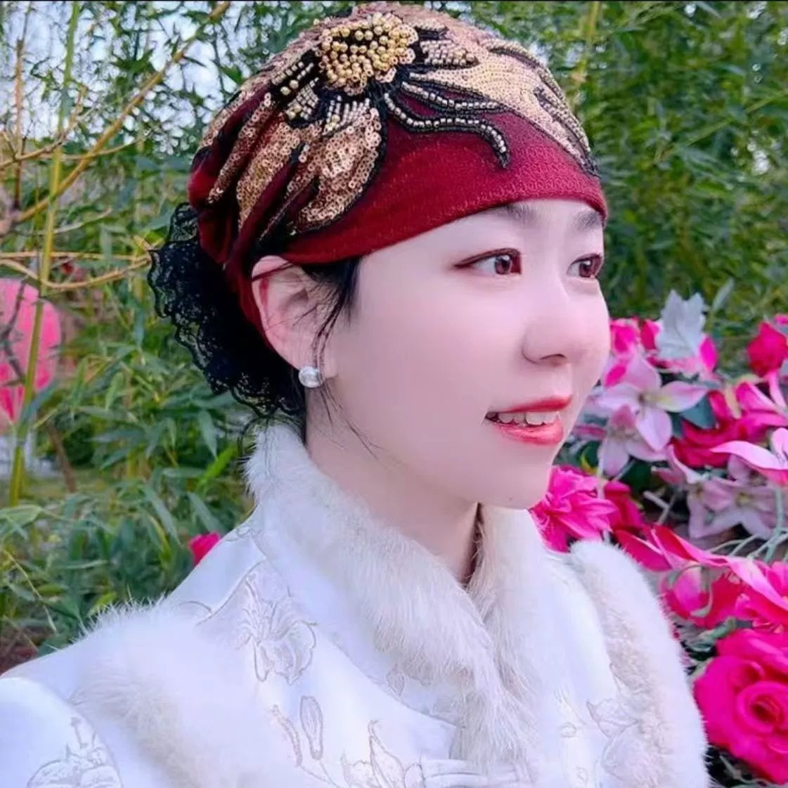 Новый модный тюрбан интернет-знаменитости с лоскутным узором подсолнуха, кружевной платок с блестками для мам, дышащая шапка для маскировки седых волос.