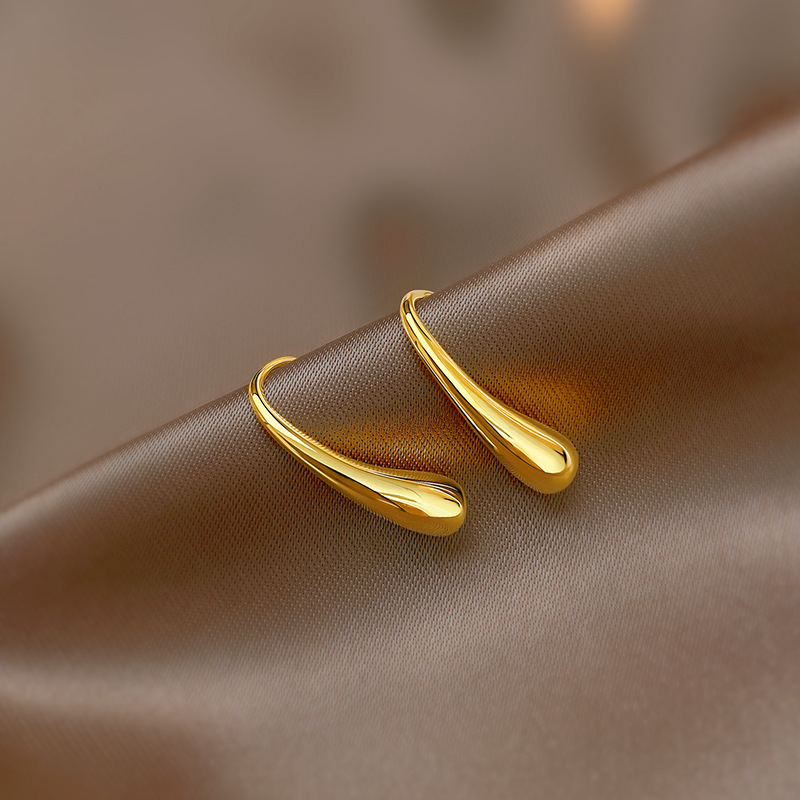 Wenjian estilo coreano exquisito pendientes de gota de las mujeres simples elegantes pendientes de berenjena nicho diseño semicírculo curvado gancho para la oreja