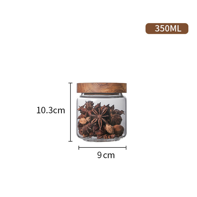 Fabricante mayorista Acacia cubierta de madera de cocina refrigerio almacenamiento de granos a prueba de humedad tanque de almacenamiento de alta borosilicina de vidrio sellado