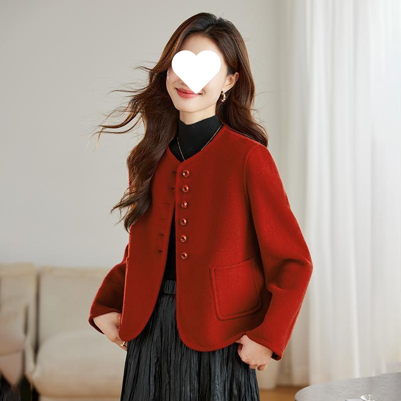 双面绒毛呢外套女2025秋冬新款小个子高级感时尚赫本风短款大衣|undefined
