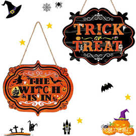 万圣节木质悬挂标志悬挂标志 Trick or Treat南瓜鬼标志装饰挂件