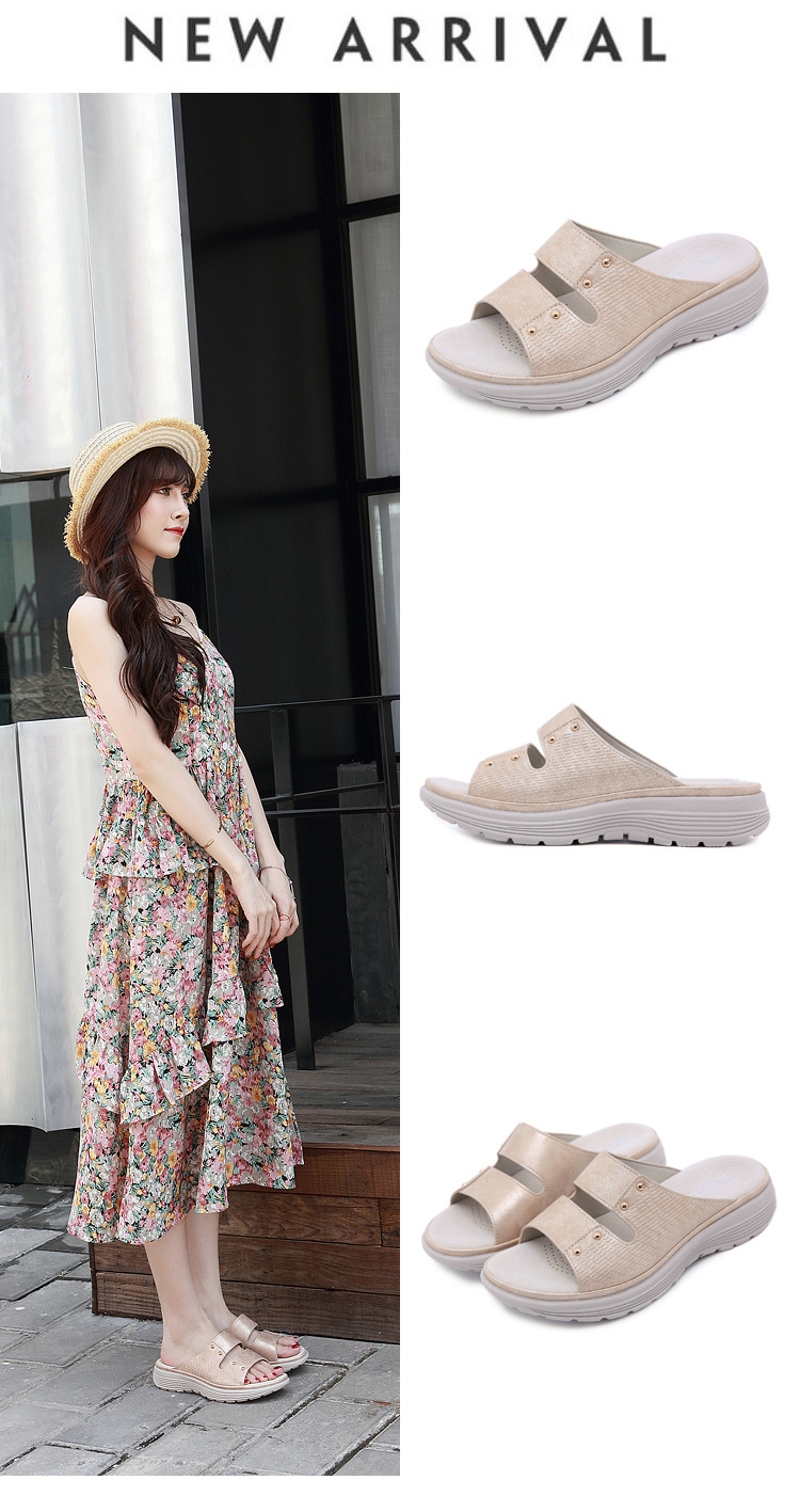 Sandal nữ đế xuồng da thật mùa hè 2026, phong cách thể thao đính đinh, size lớn — Màu xanh lam, Siêu nhẹ/thoải mái/chống trượt/sau khi bán lẻ, Màu xanh lá, Màu mơ chi tiết 18