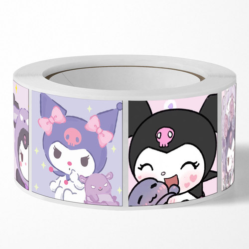 Cartoon Kuromi Expression Pack Square Sealing Sticker Coated Paper Tape Self-Adhesive Cute Sanrio Sticker