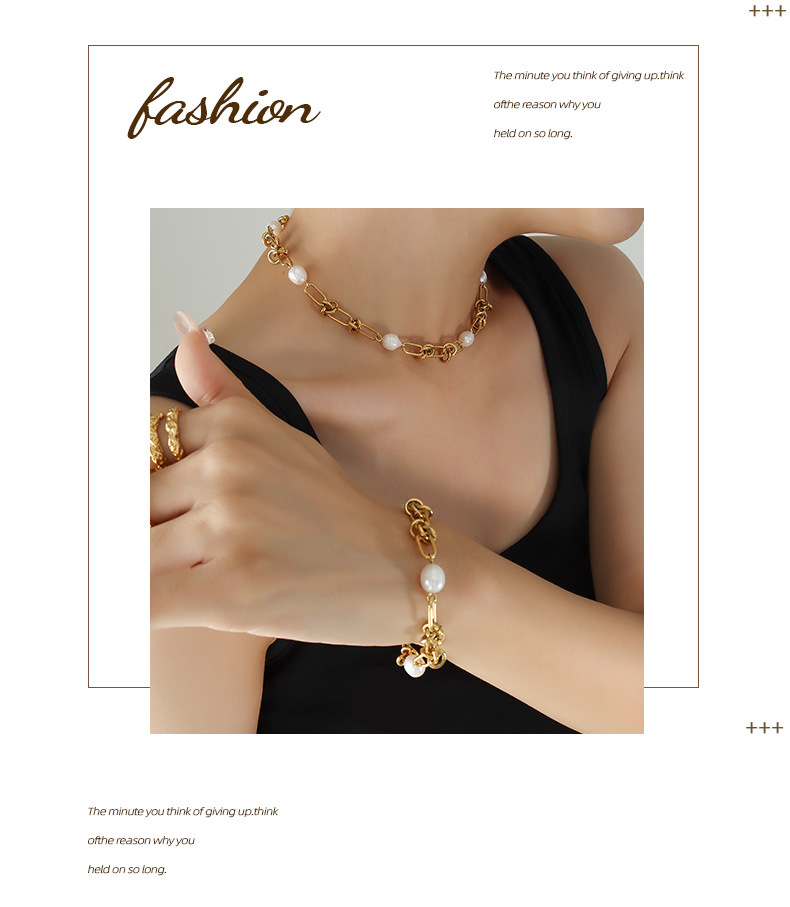 Fashion Geometric Titanium Steel Beaded Bracelets Necklace 1 Piece