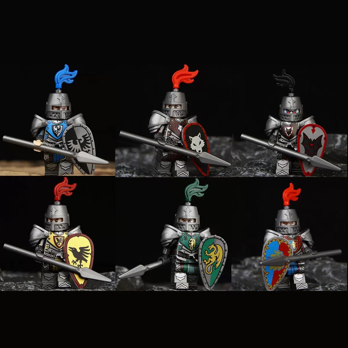 跨境外贸中古骑士绿龙骑士城堡狼族战士第三方拼装积木人仔玩具