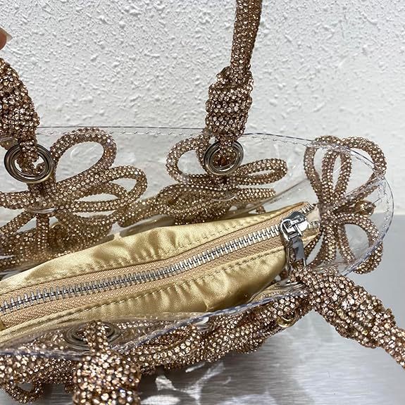 2026 High-quality Women's Bag With Diamond Inlaid French Fairy Bag, Super Sparkling Rhinestone Handmade Flower Bucket Handbag_voghion.com