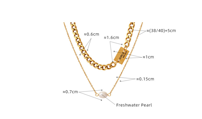 French Style Solid Color Titanium Steel Layered Necklaces Pearl Plating Stainless Steel Necklaces