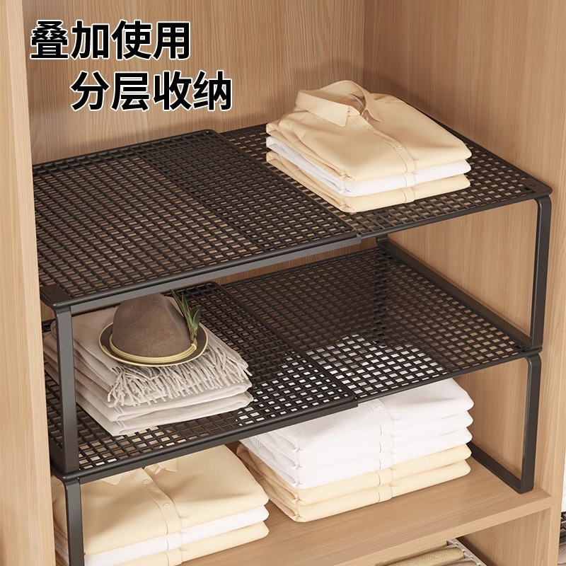 伸縮式ワードローブ収納層状アーティファクト収納ラック衣類キャビネットスペース利用キャビネット引き出しパーティション靴ラック|undefined