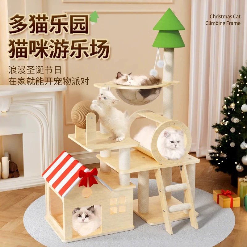 Новый рождественский кот скалолазание кошачий гнездо кошачий дерево один кошачий беговой дорожки кошачий туннель кабины кошачий виллу BY