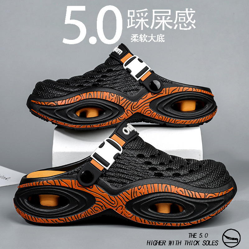 Men's summer outdoor clogs, non-slip and wear-resistant, suitable for driving and sports, dual-purpose closed-toe slippers, large size beach sandals Men's summer outdoor clogs, non-slip and wear-resistant, suitable for driving and sports, dual-purpose closed-toe slippers, large size beach sandals