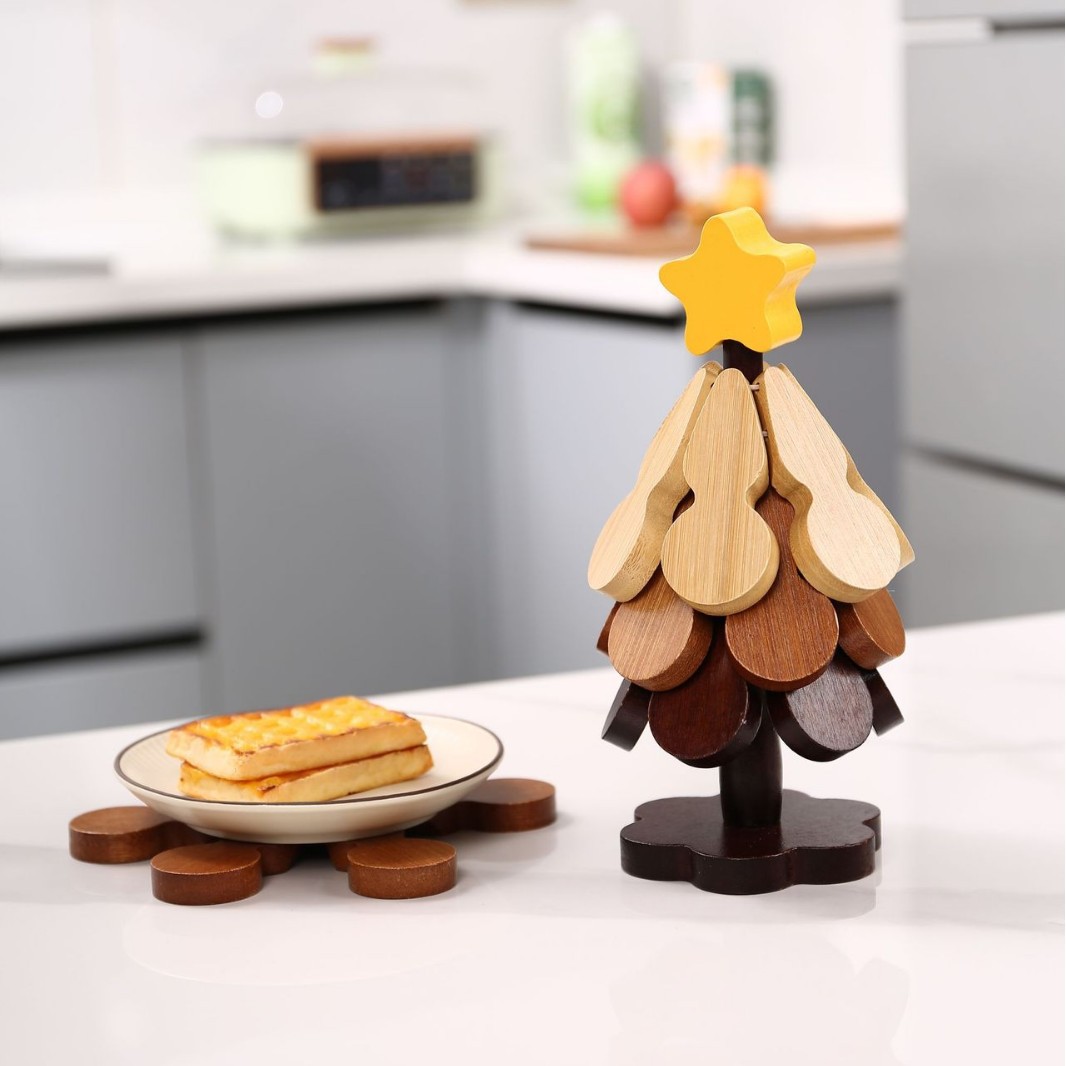 Un árbol aislante térmico almohadilla resistente a quemaduras resistente a altas temperaturas almohadilla de comedor casera de alta calidad sensación de árbol de Navidad calabaza mesa de comedor tazón almohadilla decoración