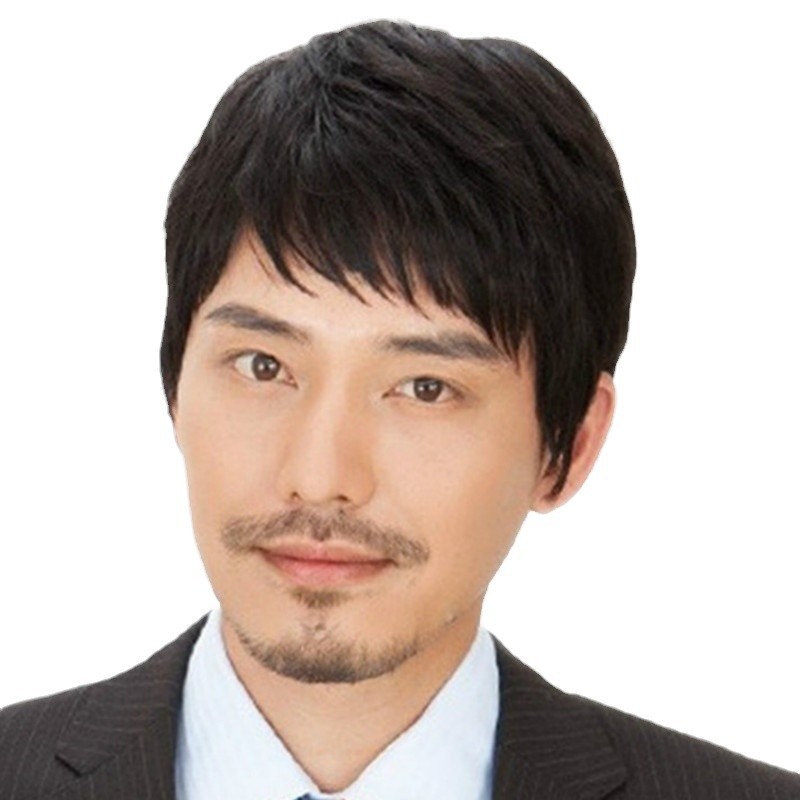 Peluca de los hombres europeos y americanos de comercio exterior moda guapo pelo corto recto textura esponjosa pelo corto de los hombres pelucas de fibra química de pelo corto Generación de cabello en el extranjero