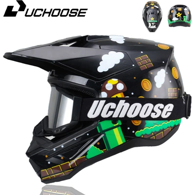 Motorcycle Safety Supplies — Off-Road Helmet Mountain Downhill - with-goggles-bright-black-mushroom-xs