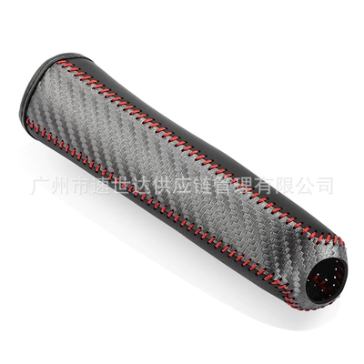 Universal Leather Handbrake Cover for Cross-Border Cars, Hand-Stitched Brake Lever Decorative Protective Cover, Gear Shift Cover (Sürətlər qutusu və əl tormozu başlıqları) - red-line