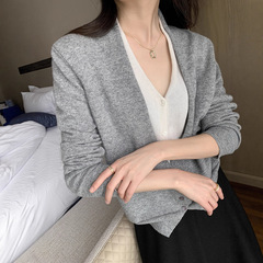 撞色假两件针织开衫女2025新款秋冬装宽松外搭设计感显瘦毛衣外套