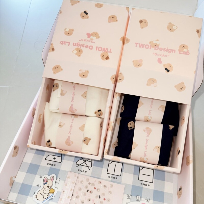 twoi design lab Little Bear·Bear Head Series Full-Print Cream Tri-Color Bear Head Socks Set twoi design lab Little Bear·Bear Head Series Full-Print Cream Tri-Color Bear Head Socks Set
