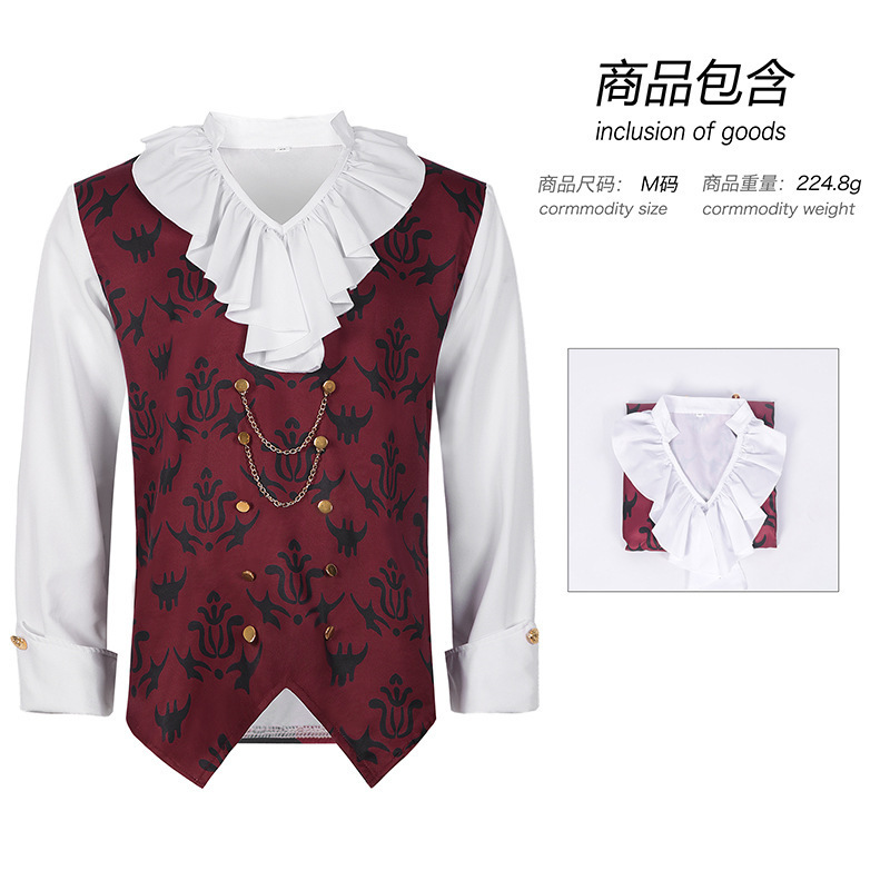 中世纪欧洲皇家斗篷加垫肩男女复古珠帘齿轮链条连帽披风演出服|undefined