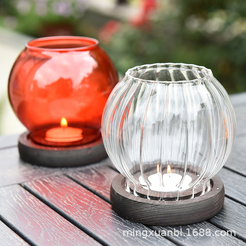 De estilo europeo de cristal de color candelabro vela cena Zen retro hogar a prueba de viento cubierta de la vela decoración China