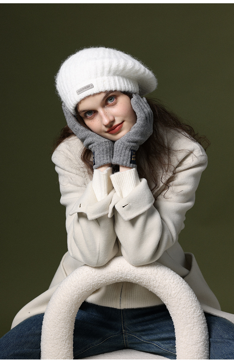Knitted Wool Gloves For Women Windproof Thermal Fleece Lined_voghion.com